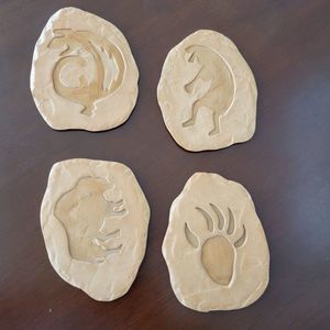 Handcrafted Tan Stone Coasters Set